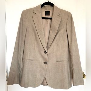 NWOT Premise blazer in beige with notched collar, never worn, perfect condition.